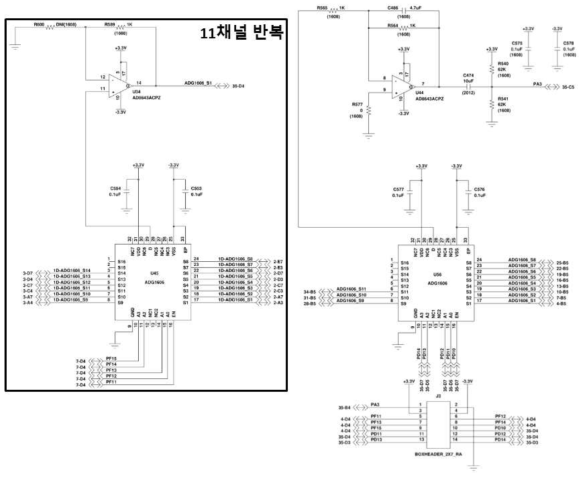 압전센서 어레이 선택용 154:1 Mux 회로