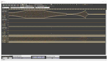 촉질감 렌더링 파형 편집 화면 (나무, Audacity Envelope Tool)