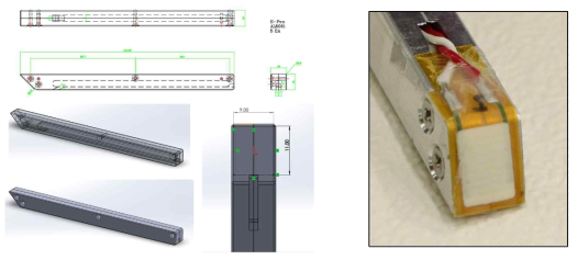 다종 질감 수집 센서(Tactile profiler) 설계도면 (좌), 제작 이미지(우)