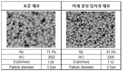 기본 재료 및 미세 결정 입자 재료의 SEM 이미지 및 전기적 특성