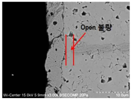 적층형 압전 세라믹의 내부 전극과 외부 전극의 Open 형상