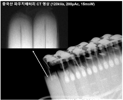 디지털 마이크로포커스 엑스선 튜브를 이용한 파우치 배터리팩 CT 검사