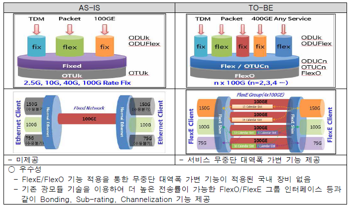 Flexible OTN/Ethernet 기술의 특성