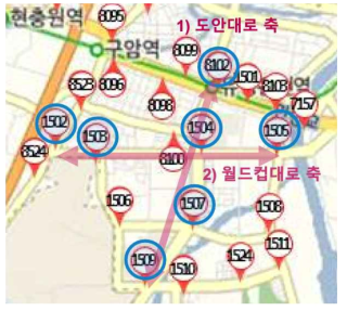 실증 현장 내 위치한 RSE-DSRC 지점 정보