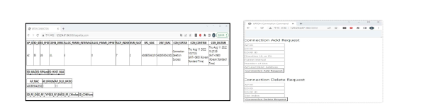 Connection UI – Admin 관리 프로그램(좌), 응용 프로그램(우)