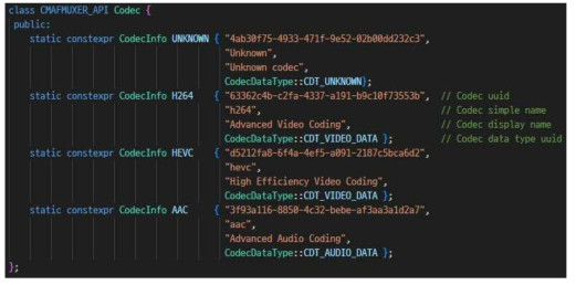 UUID 기반의 코덱 메타데이터 정의