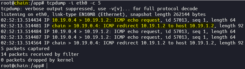 체이닝 플로우 확인: POD(nginx1)->POD(chain)->POD(nginx2)