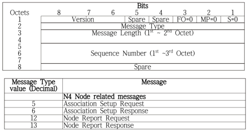 노드 레벨 N4메시지의 공통 헤더와 메시지 타입