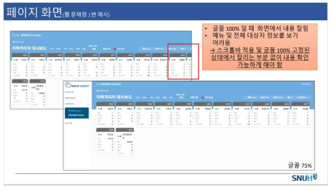 파일럿 테스트 후 의료진용 보호 관리 웹 수정 사항 요청 내역 예시