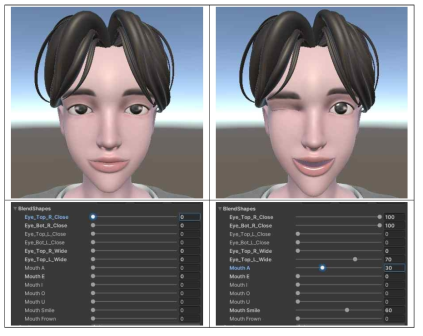유니티에서의 Blendshape 적용 예시