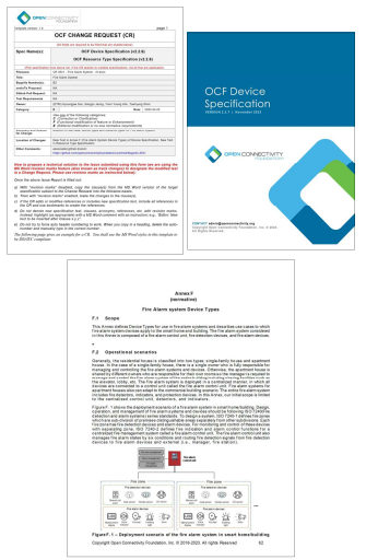OCF 화재 경보 시스템 데이터모델 및 디바이스 타입 추가 제안 기고서 및 표준 규격 개정본