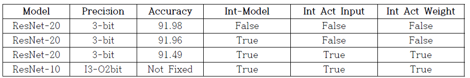 Real INT 적용 모델 성능 평가 비교 분석