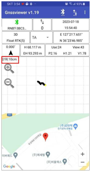 GNSS Viewer v1.19 프로그램에서 플롯뷰을 이용하여 위치 정확도를 확인