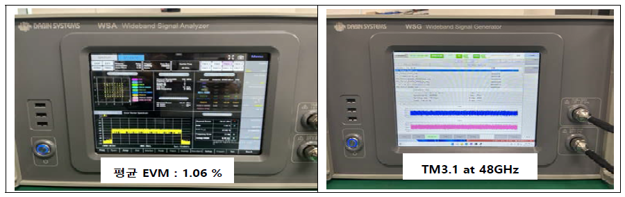 40-60GHz, 48GHz, 5G NR TM3.1, 64QAM, 100MHz 자체 연동시험