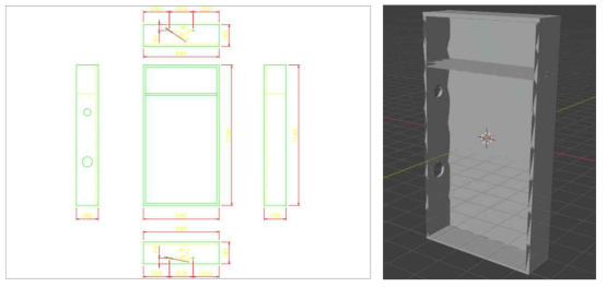 CAD 이미지(좌) 기반 변환된 3D 모델(우)