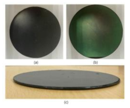 컴프레션 몰딩 적용 4인치 웨이퍼 (a) Top, (b) bottom, (c) 측면