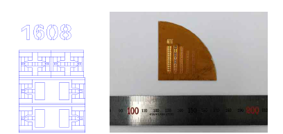 1608 SMD 측정 PAD 레이아웃 및 제작된 측정 Fixture