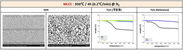 선정된 1차가소 공정을 적용한 MLCC 시제품의 미세구조 및 TGA 분석 결과