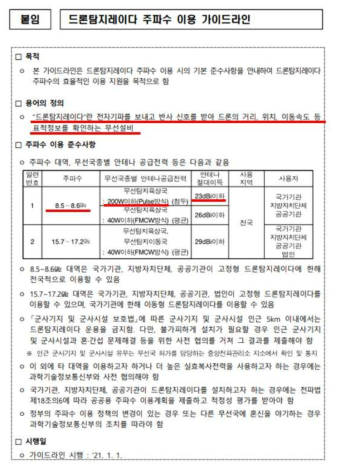 드론탐지레이다 주파수 이용 가이드라인