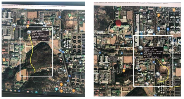 Inspire 2를 이용한 레이다 근거리(1km 이내) 테스트 결과