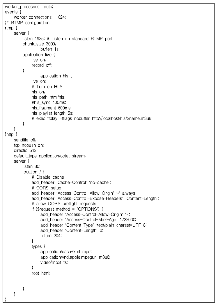 rtmp 설정(config) 파일