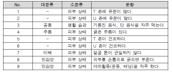 선정된 문항에 대해 카테고리 분류