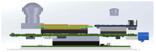 AI 영상인식용 카메라 시스템 3D 설계 - 내부 보드 적층 구조