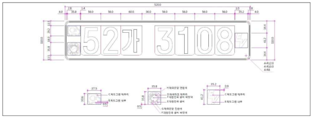 국토교통부에서 제공한 전기차 번호판 및 픽토그램 규격