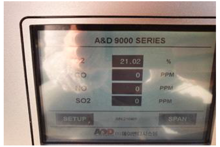 연속측정형 이동식 측정기기 A&D 9000 Series 측정값 모니터링 화면