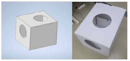 (좌)데이터 취득기 3D설계 이미지 (우)제작된 데이터 취득기