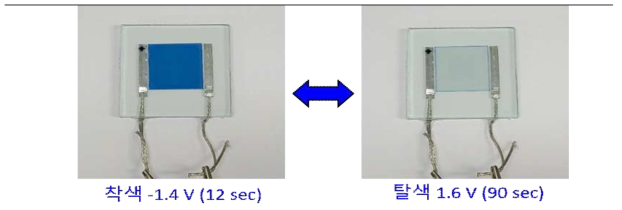 내구성 측정을 위한 플라스틱 기반 전기변색 소자 및 구동