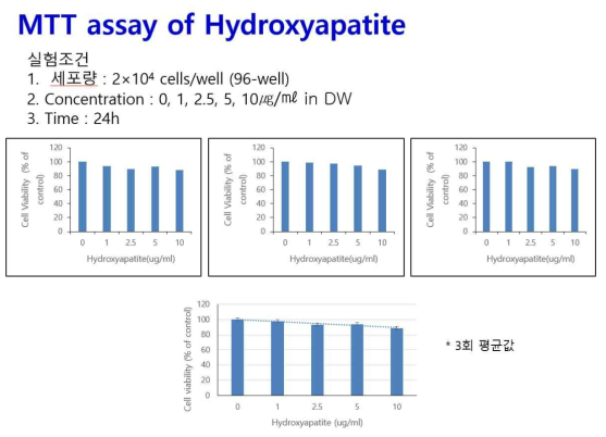 골모세포의 hydroxyapatite에 대한 농도 의존성