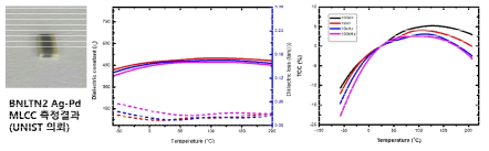 BNLTN2 Ag-Pd MLCC의 사진 및 저온 유전특성 측정 결과