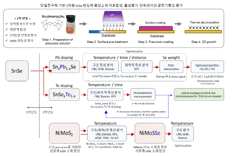 당해년도 2차원 삼/사원계 반도체 층상소재 합성기술 개발 추진내용