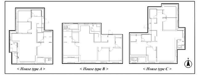 분석 대상 건물의 house type 별 도면