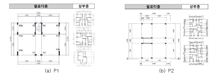 선정된 필로티 건축물 설계도면