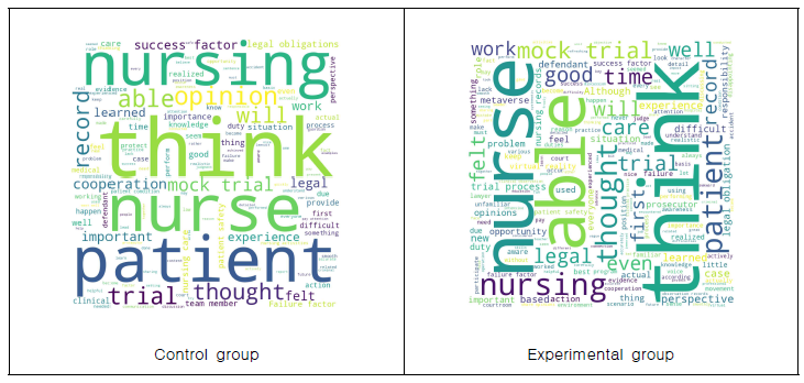 Comparison of word cloud analysis to praticipants’ reflection journals