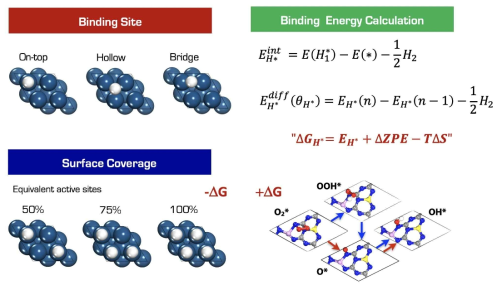 흡착물의 coverage 모델 및 흡착 반응에너지에 따른 계산 방법