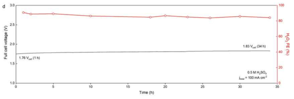 상업적인 수준에서의 과산화수소의 생산에 대한 단일전지 안정성 평가