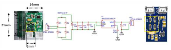 AC-DC-DC(LDO) 기반 슈퍼커패시터를 고려한 보드 설계 A Type (14x21mm)