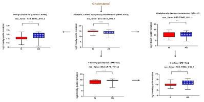 Steroid hormone biosynthesis 경로의 유의미하게 변화 된 대사체 정성분석과 명명