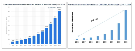 신축성 전자소자 관련 글로벌 시장의 확장성