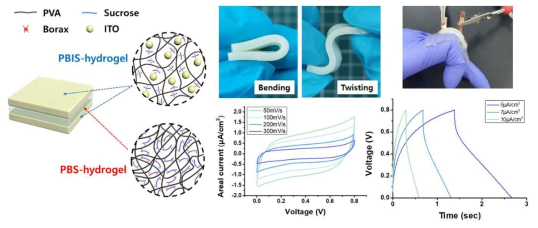 PBS 하이드로겔 기반 일체형 슈퍼커패시터의 유연성 및 정전 특성