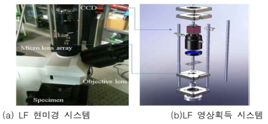 생물 현미경에 대한 라이트 필드 획득 시스템의 예