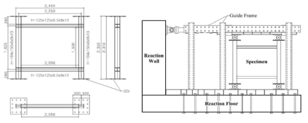 Steel frame specimen and test setup