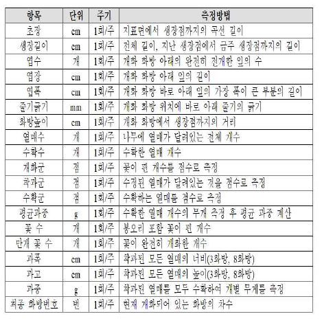 토마토 주요 생육 정보