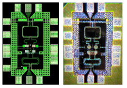 개발된 칩의 (좌)레이아웃과 (우)구현사진