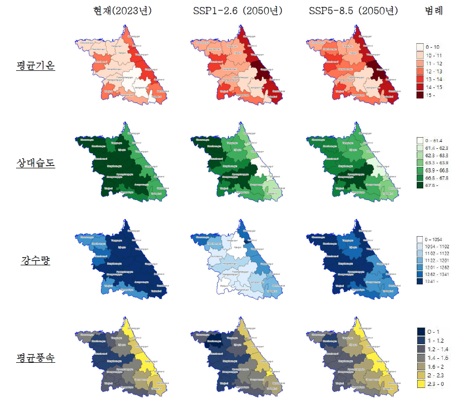 강원도지역의 주요 기후변화 시나리오