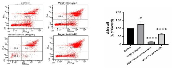 Flow cytometry 분석 결과 후보물질의 VEGF 치료 후 RGC의 생존율