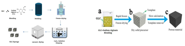 동결건조에 의한 GLC-유도체 스폰지 제조